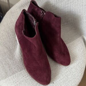Gianni Bini Deep Red Suede Ankle Booties